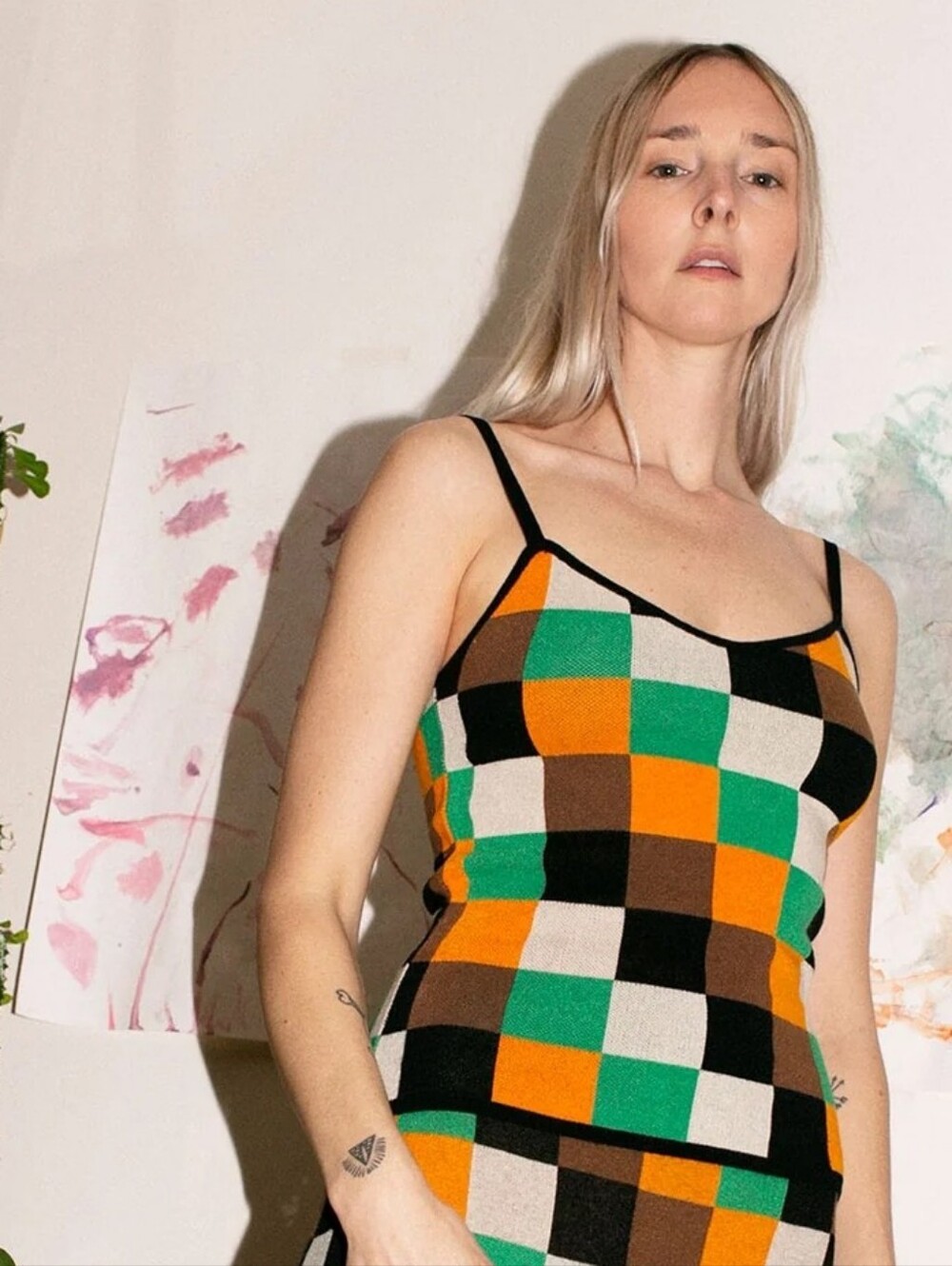 RITA ROW CHECK JEAN TANK TOP